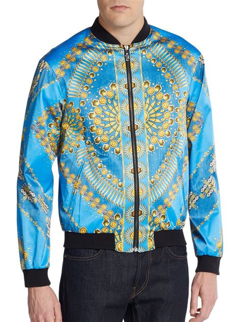 versace jeans bomber jacket in repeat print|versace bomber jacket women's.